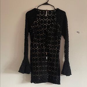 Free People Black Lace Mini Dress